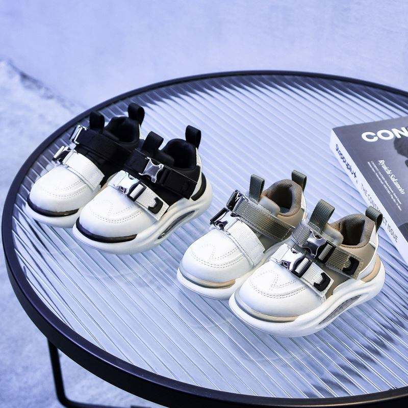 1 1 Spring and Autumn Children's Leather Sneakers for Boys and Girls Shoes Non-slip Soft Sole Leisure Daddy Shoes