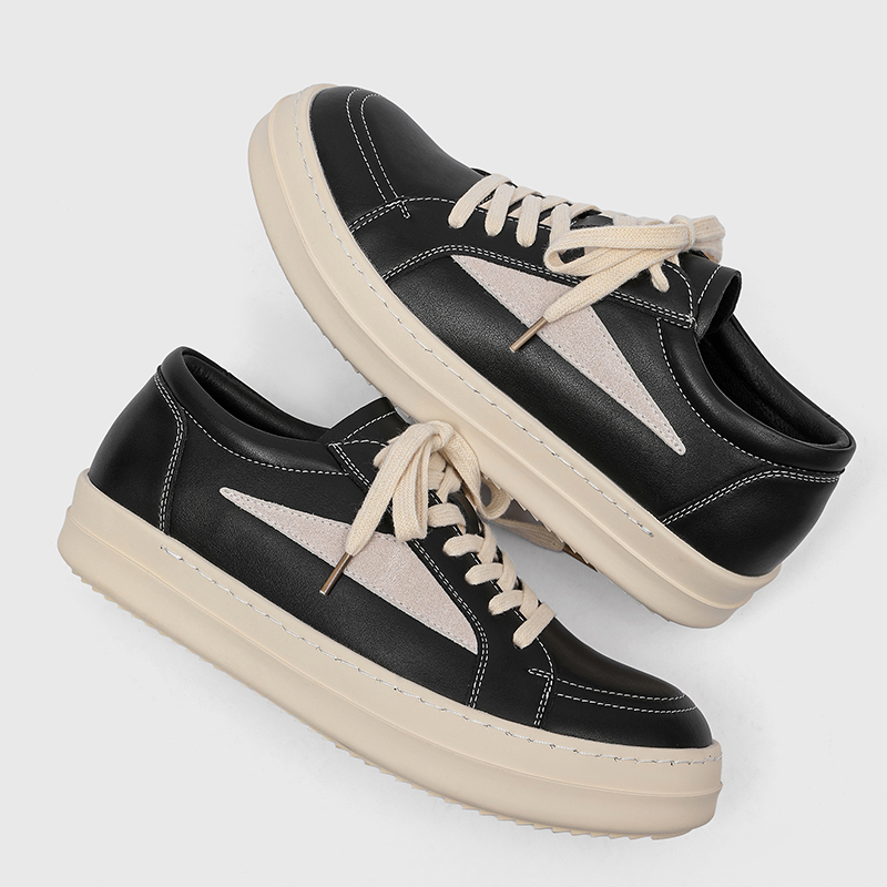 2025 Trend Mens Black Skateboard Style Casual Shoes High Quality Fashion Designer Street Chunky Walking Shoes