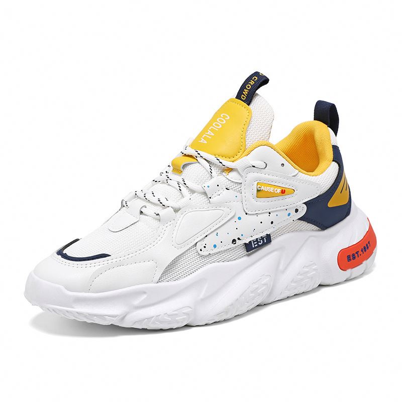 1 1 2025 Spring New Breathable Mesh Men's Trend All Match Small White Shoes Platform Sports Shoes Casual Daddy Shoes