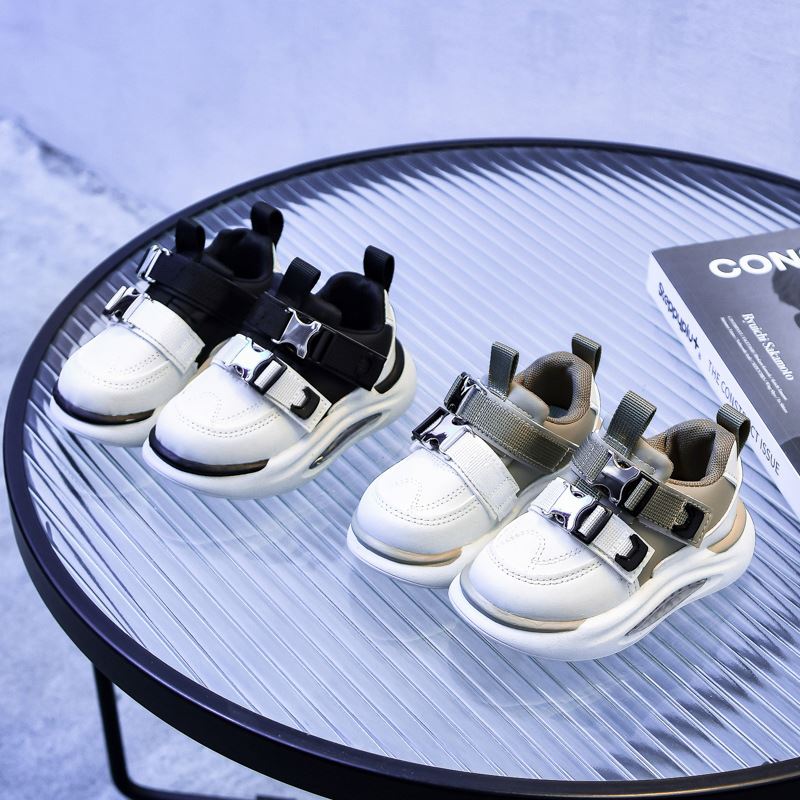 1 1 Spring and Autumn Children's Leather Sneakers for Boys and Girls Shoes Non-slip Soft Sole Leisure Daddy Shoes