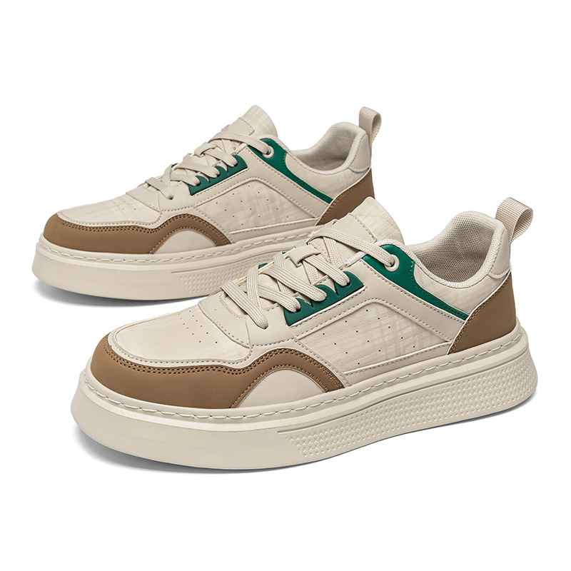 Men's Breathable White Athleisure Shoes Comfortable Platform Soles Lace-Up Slip-On Closure Slip Resistant Light Weight Autumn